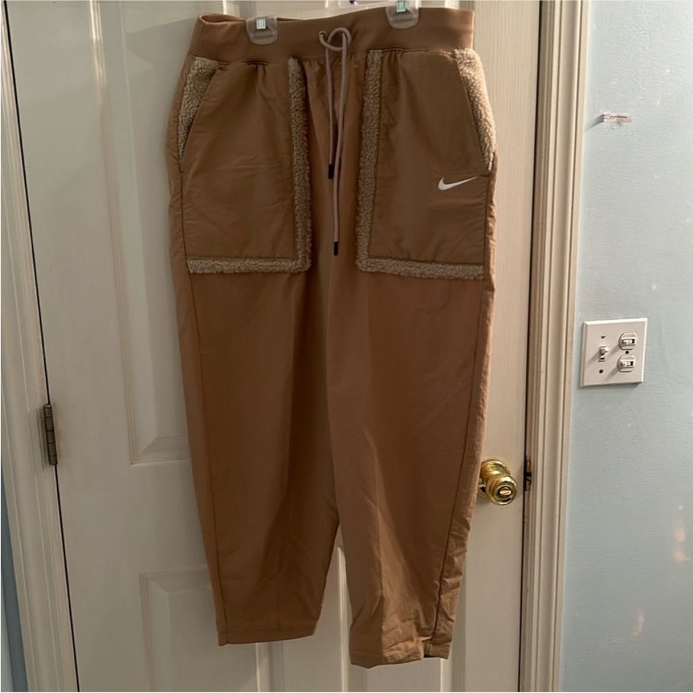 Nike Beige Joggers with Sherpa Detail